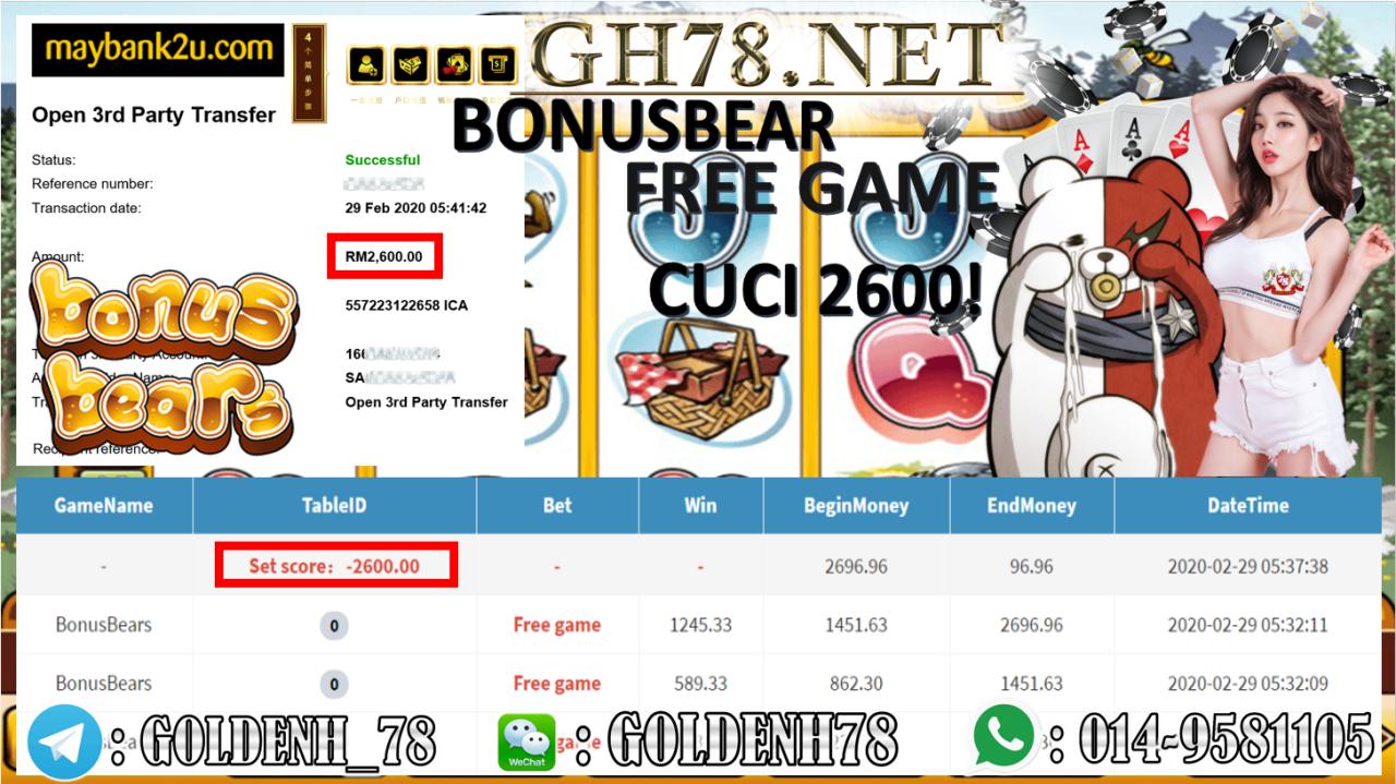 MAIN BONUS BEAR CUCI RM2600!!!