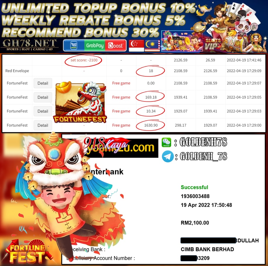 918 KAYA '' FORTUNE FEST '' CUCI RM 2,100 ♥