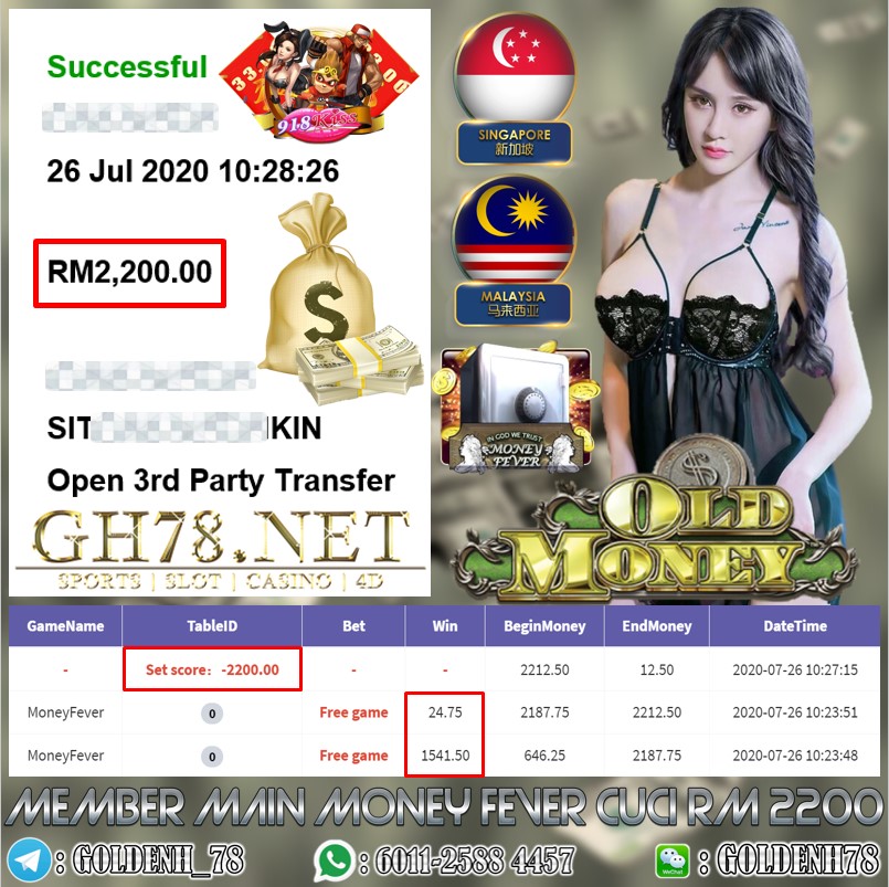  918KISS MEMBER MAIN MONEY FEVER CUCI RM2200