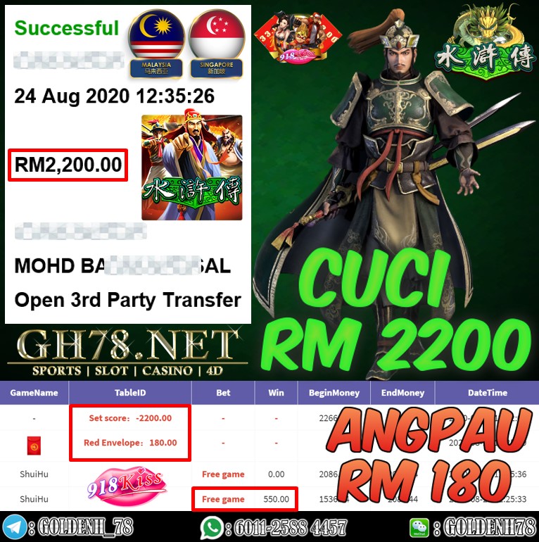 918KISS FT. SHUI HU ANGPAU RM180 CUCI RM2200