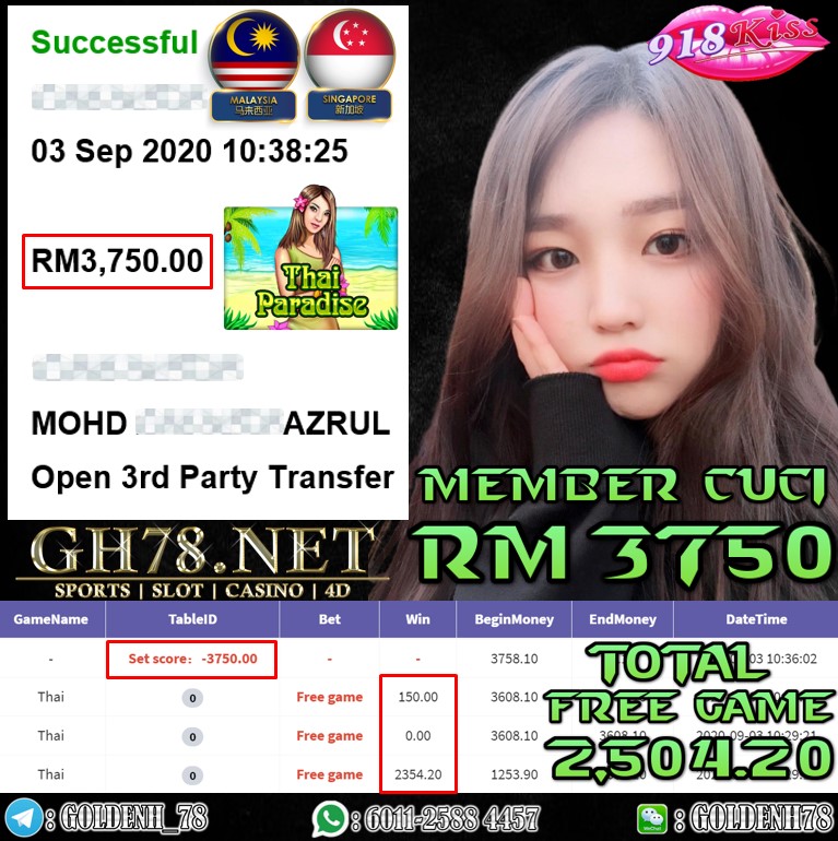 918KISS MEMBER MAIN THAI KENA FREE GAME CUCI RM3750