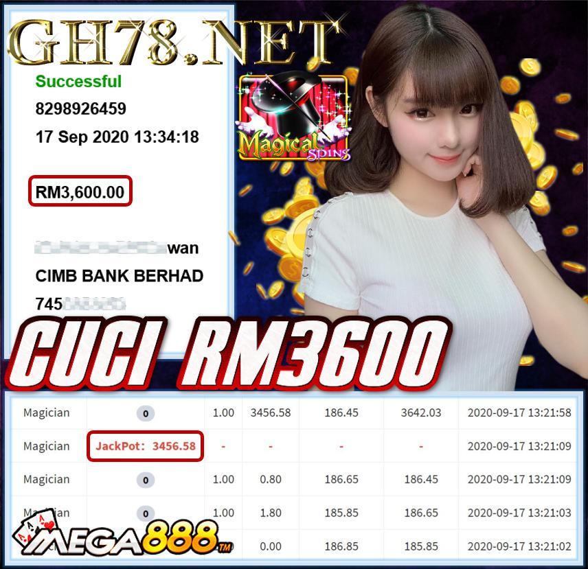 MEMBER MAIN MEGA888 CUCI RM3600