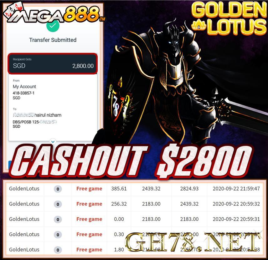 MEMBER PLAY MEGA888 CASHOUT $2800