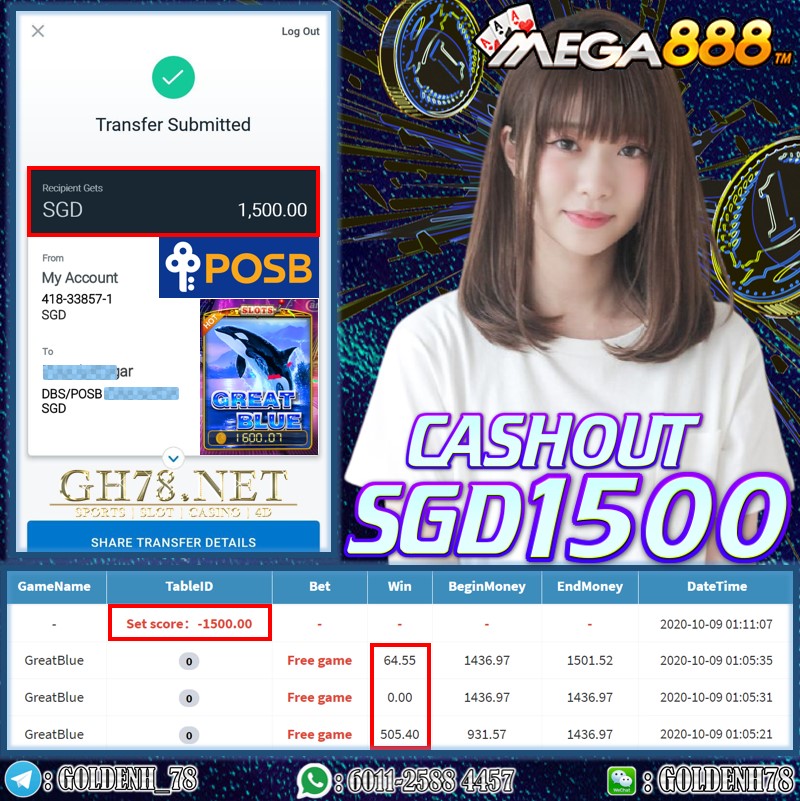 MEMBER PLAY MEGA888 CASHOUT $1500