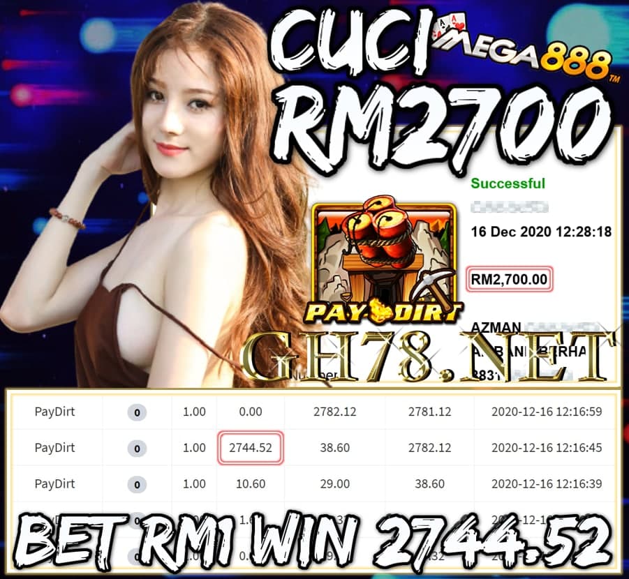 MEMBER MAIN MEGA888 CUCI RM2700 !!!