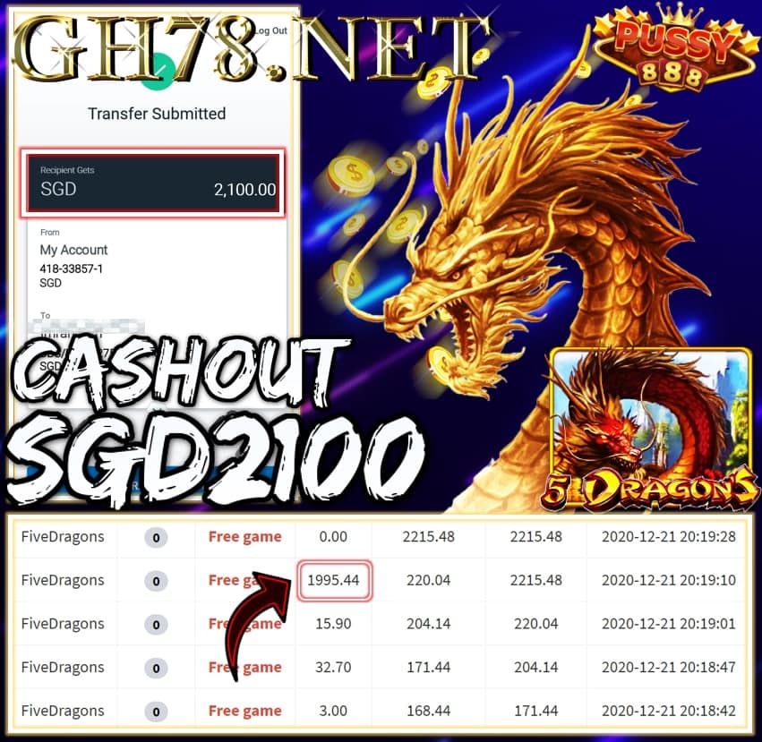 MEMBER PLAY PUSSY888 CASHOUT SGD2100 !!!