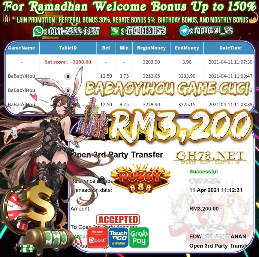 PUSSY888 BA BAO YI HOU GAME CUCI RM3,200