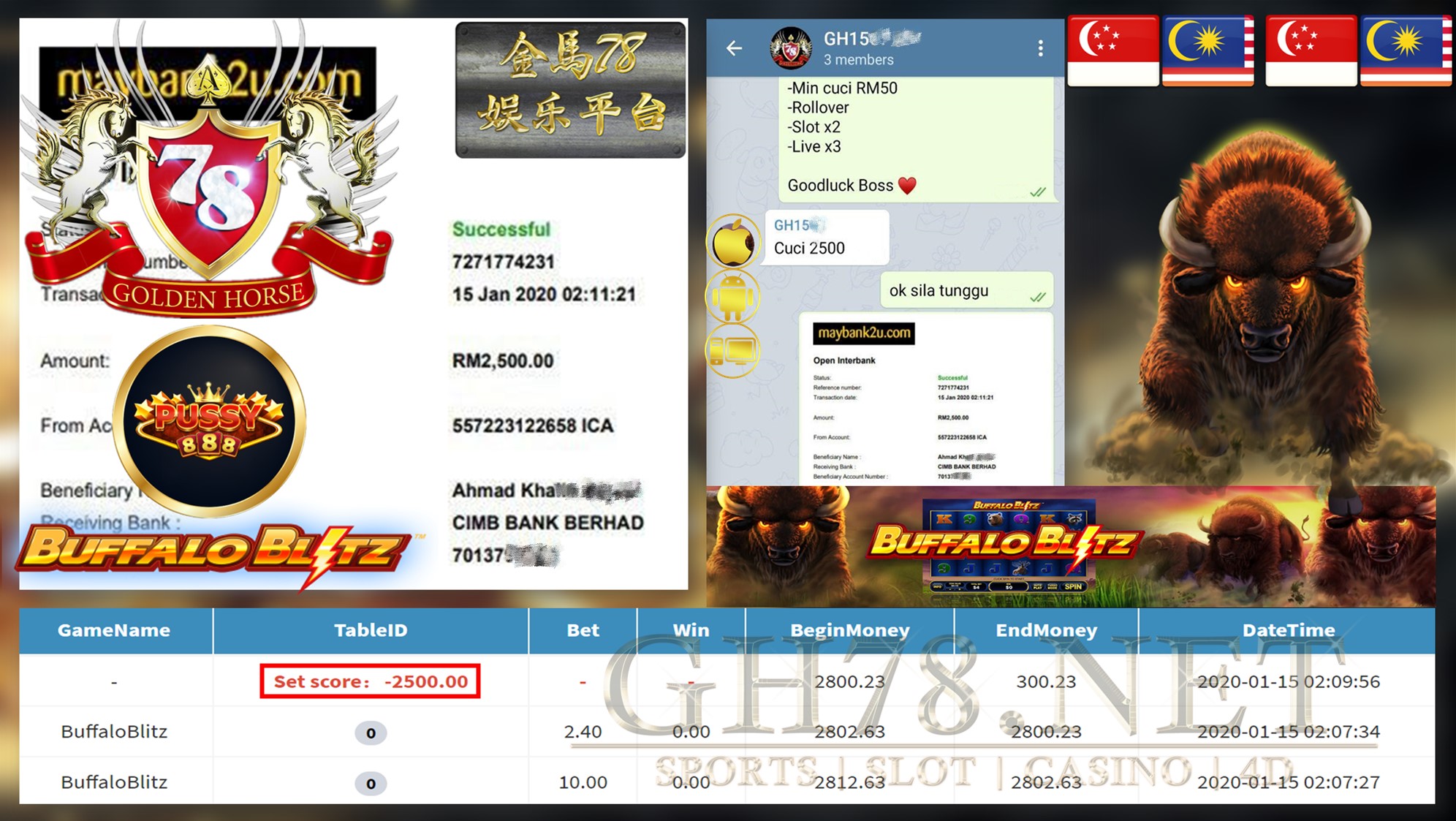 2020 NEW YEAR !!! MEMBER MAIN PUSSY888 FT.BUFFALOBLITZ WITHDRAW RM2500 !!!