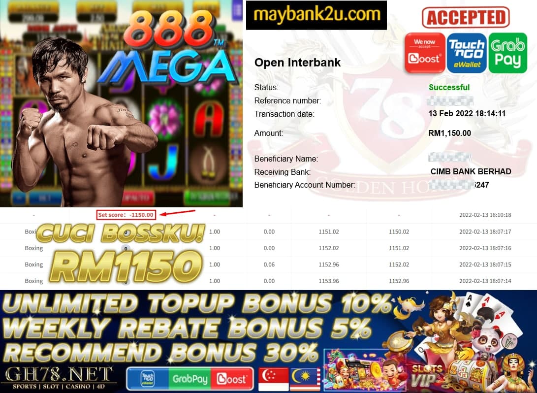 MEGA888 '' BOXING '' CUCI RM 1150 ♥